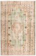 Bordered  Vintage Green Area rug 6x9 Turkish Hand-knotted 359005