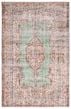 Bordered  Vintage Green Area rug 6x9 Turkish Hand-knotted 362799