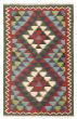 Flat-weaves & Kilims  Geometric Green Area rug 3x5 Turkish Flat-Weave 389350