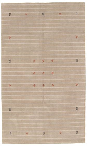 Gabbeh  Tribal Grey Area rug 5x8 Indian Hand-knotted 309983
