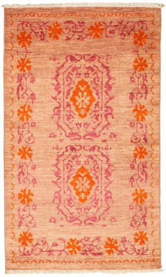Casual  Transitional Brown Area rug 3x5 Pakistani Hand-knotted 341547