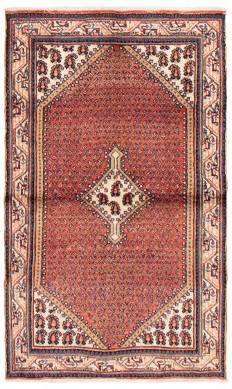 Bordered  Traditional Red Area rug 4x6 Persian Hand-knotted 365064