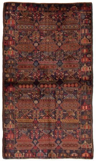 Bordered  Tribal Blue Area rug 4x6 Afghan Hand-knotted 365392