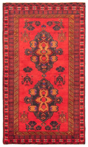 Geometric  Tribal Red Area rug 3x5 Afghan Hand-knotted 367760