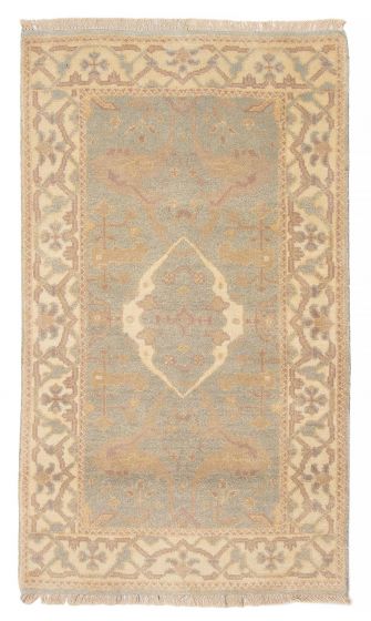 Bordered  Traditional Grey Area rug 3x5 Indian Hand-knotted 376239