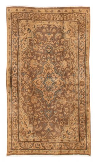 Bordered  Vintage/Distressed Brown Area rug 3x5 Turkish Hand-knotted 377167