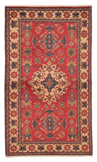 Bordered  Geometric Red Area rug 3x5 Afghan Hand-knotted 385970