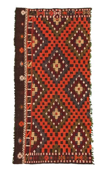 Flat-weaves & Kilims  Geometric Red Area rug 3x5 Turkish Flat-Weave 343641
