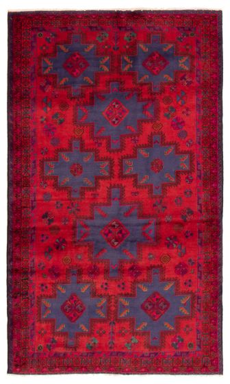 Bordered  Tribal Red Area rug 5x8 Turkish Hand-knotted 358567