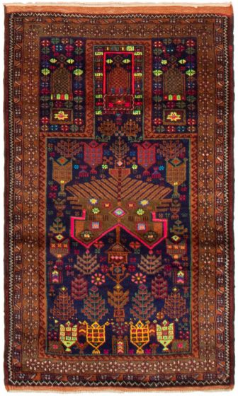 Bordered  Tribal Blue Area rug 3x5 Afghan Hand-knotted 359048