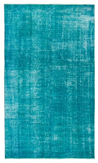 Overdyed  Transitional Green Area rug 5x8 Turkish Hand-knotted 360771