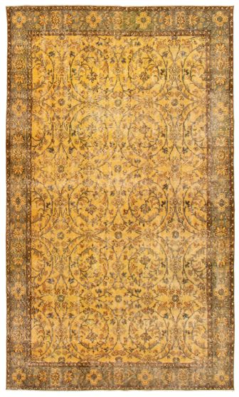 Bordered  Transitional Yellow Area rug 6x9 Turkish Hand-knotted 361202