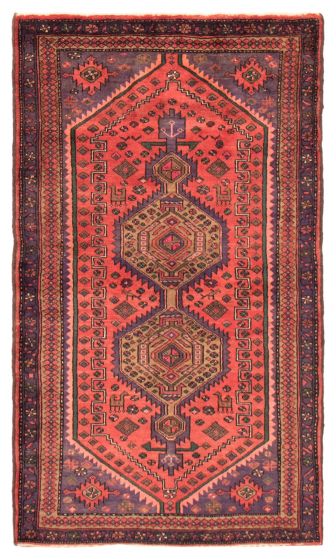 Bordered  Traditional Red Area rug 5x8 Persian Hand-knotted 371197