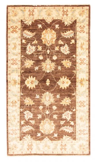 Bordered  Traditional Brown Area rug 3x5 Afghan Hand-knotted 380023