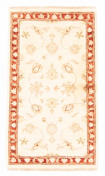 Bordered  Traditional Ivory Area rug Unique Pakistani Hand-knotted 380041