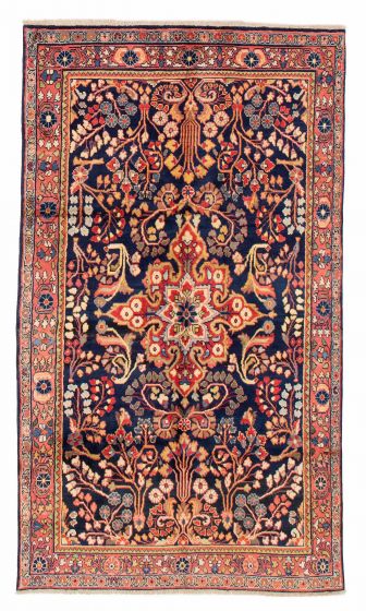 Bordered  Traditional Blue Area rug 6x9 Persian Hand-knotted 383895