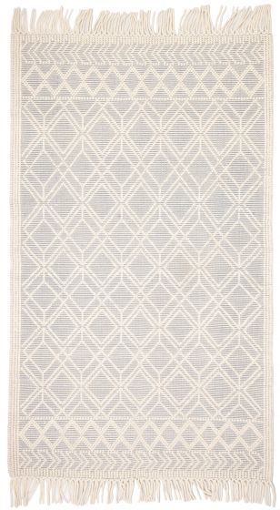 Braided  Tribal Ivory Area rug 5x8 Indian Flat-Weave 374482