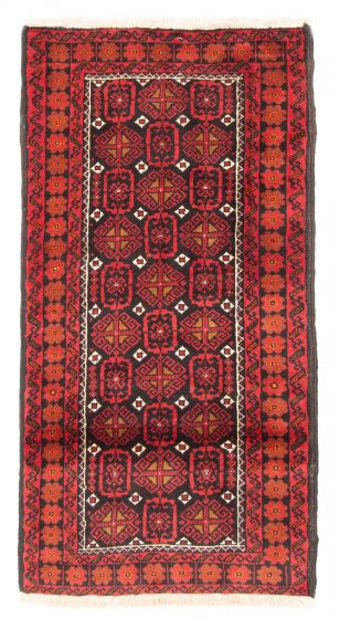 Bordered  Tribal Black Area rug 3x5 Persian Hand-knotted 381522