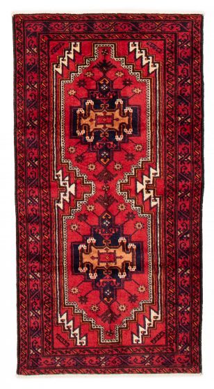 Bordered  Tribal Red Area rug 4x6 Persian Hand-knotted 383701