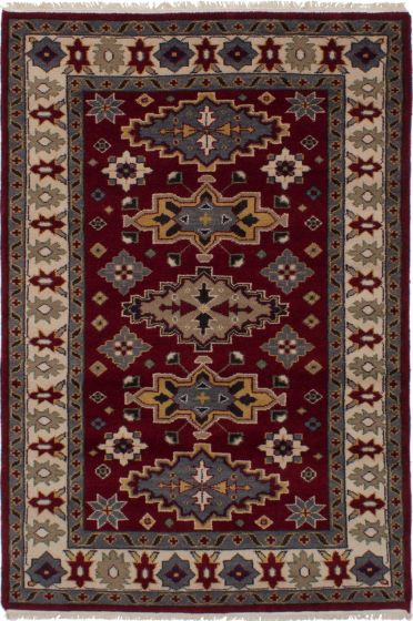 Bohemian  Geometric Red Area rug 5x8 Indian Hand-knotted 269662