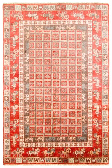 Tribal Red Area rug 5x8 Indian Hand-knotted 316284
