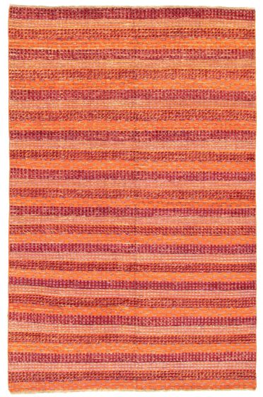 Carved  Transitional Orange Area rug 5x8 Pakistani Hand-knotted 335330