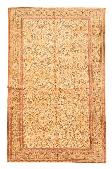 Bordered  Traditional Ivory Area rug 5x8 Turkish Hand-knotted 347598