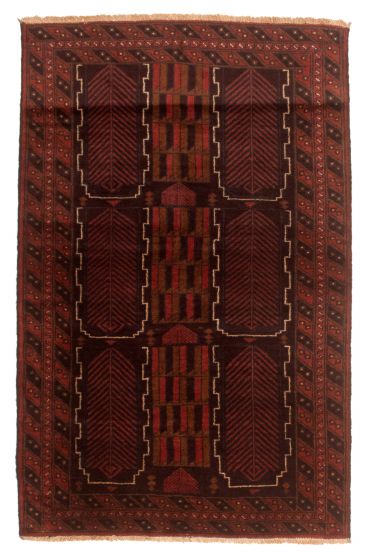 Bordered  Tribal Red Area rug 3x5 Afghan Hand-knotted 348633