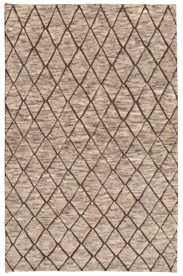 Carved  Tribal Grey Area rug 5x8 Indian Hand-knotted 359077