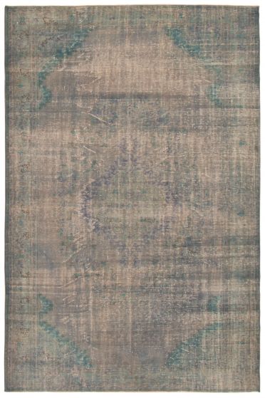 Overdyed  Transitional Blue Area rug Unique Turkish Hand-knotted 360969