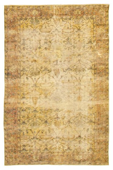 Overdyed  Transitional Yellow Area rug 6x9 Turkish Hand-knotted 361321