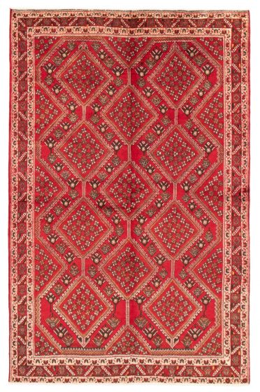 Bordered  Tribal Red Area rug 6x9 Turkish Hand-knotted 365004