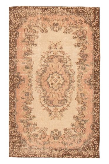 Bordered  Vintage Ivory Area rug 3x5 Turkish Hand-knotted 367464