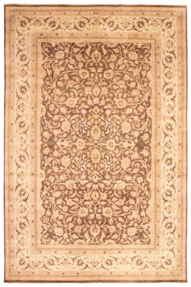 Traditional Brown Area rug Unique Pakistani Hand-knotted 368325