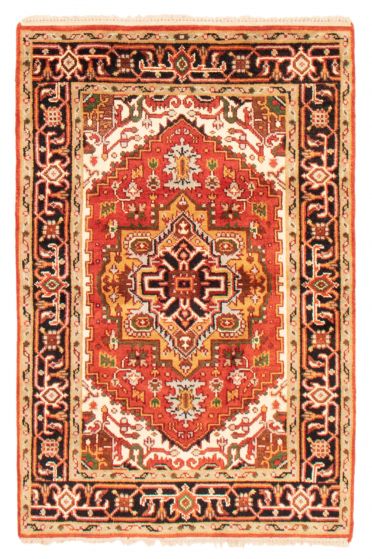 Bordered  Traditional Red Area rug 3x5 Indian Hand-knotted 369644
