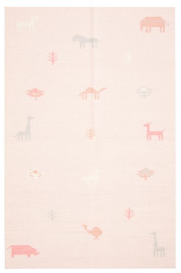 Flat-weaves & Kilims  Tribal Pink Area rug 5x8 Turkish Flat-Weave 374682