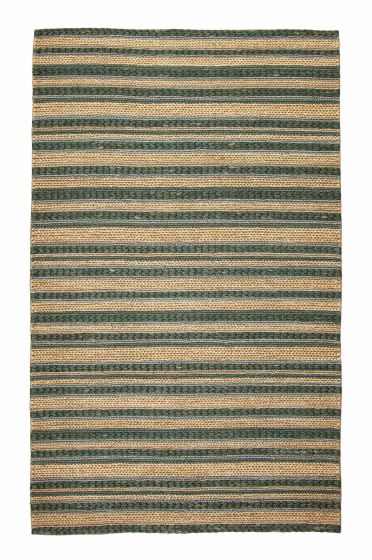 Braided  Transitional Green Area rug 5x8 Indian Braided Weave 375897