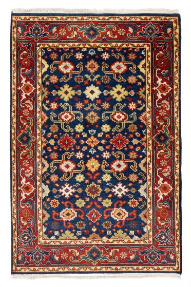Bordered  Traditional Blue Area rug 3x5 Indian Hand-knotted 377953