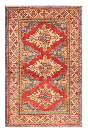 Bordered  Geometric Red Area rug 3x5 Afghan Hand-knotted 379906