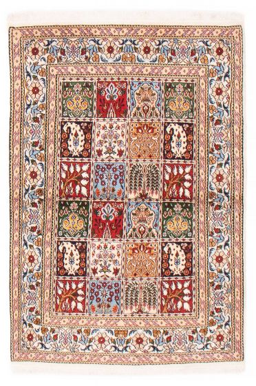 Bordered  Traditional Ivory Area rug 3x5 Persian Hand-knotted 382221