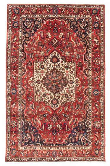 Bordered  Traditional Red Area rug 6x9 Persian Hand-knotted 384965