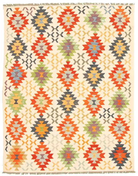Flat-weaves & Kilims  Geometric Ivory Area rug 6x9 Turkish Flat-weave 329444