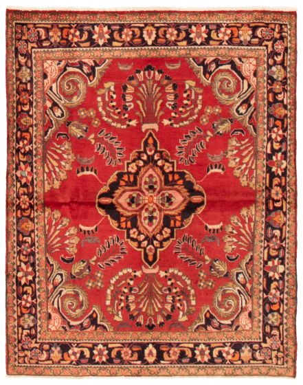 Bordered  Traditional Red Area rug 5x8 Persian Hand-knotted 365062