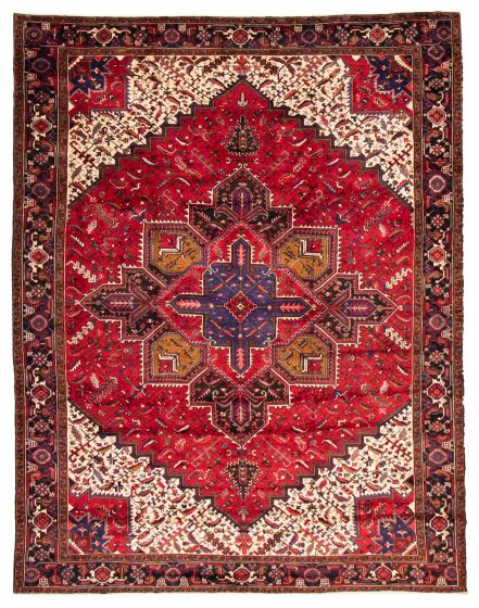 Bordered  Traditional Red Area rug 9x12 Persian Hand-knotted 371468
