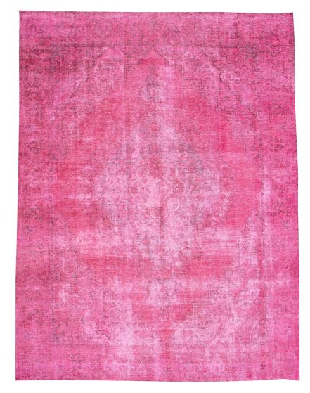Bordered  Transitional Pink Area rug 9x12 Turkish Hand-knotted 374113