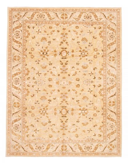 Bordered  Traditional Yellow Area rug 9x12 Afghan Hand-knotted 378750