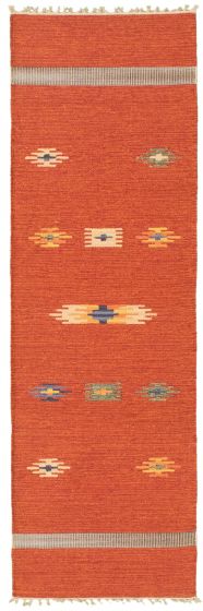 Flat-weaves & Kilims  Transitional Red Runner rug 7-ft-runner Turkish Flat-weave 339237