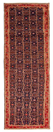 Bordered  Tribal Blue Runner rug 10-ft-runner Persian Hand-knotted 352605