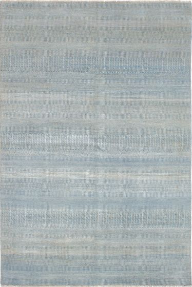 Transitional Blue Area rug 5x8 Indian Hand-knotted 223807