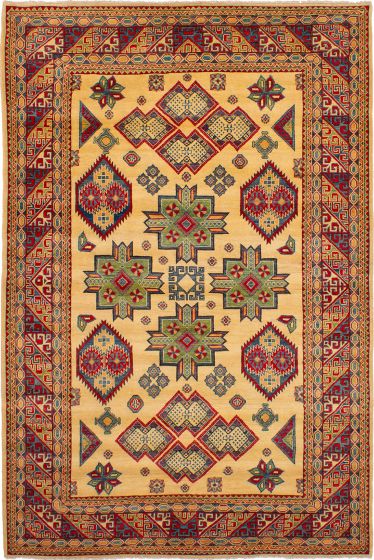 Bohemian  Geometric Ivory Area rug 6x9 Afghan Hand-knotted 271377